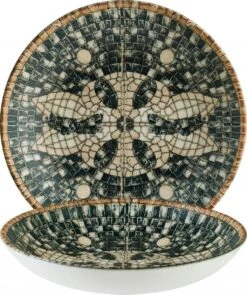 6x Pastateller Geschirr Tief 23cm 100cl Grün Braun Rund Porzellan Bonna Ore Mar Bloom Kantenschutz -Besteckladen 006392ab 1e6b 49ee aa3b 835f97038669