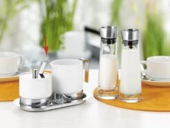 1 X 4-teiliges Zucker- Und Sahneset ADAM, Aus Weißem Porzellan Und Edelstahl. -Besteckladen 06a20729 e583 4ec6 84bf 864ecf068af7