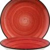 6x Pastateller Geschirr Tief 20cm 50cl Rot Creme Rund Porzellan Bonna Aura Passion Gourmet Kantenschutz