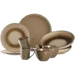 Leonardo MATERA Geschirr Set Gemischt Anthrazit Beige 6-teilig -Besteckladen 0a74615c 7487 4288 9683 1518fbdfecc2
