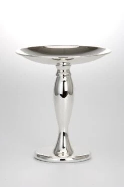 Schale Auf Fuß Glatt Poliert Höhe 23,0 Cm Durchmesser 20,5 Cm Versilbert Anlaufgeschützt