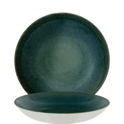6x Pastateller Geschirr Tief 25cm 130cl Grün Braun Rund Porzellan Bonna Ore Mar Bloom Kantenschutz