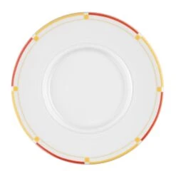 6 X Seltmann Untertasse 1 15,5 Cm, Form: Vitalis, Dekor: 34290 Dunkelgelb-rot