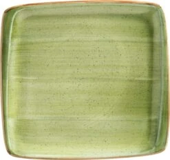 6x Servierplatten Speiseteller Porzellan Geschirr Rechteckig Grün Creme Bonna Aura Therapy Moove 32x30cm Kantenschutz