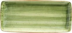 6x Servierplatten Speiseteller Porzellan Geschirr Rechteckig Grün Creme Bonna Aura Therapy Moove 34x16cm Kantenschutz