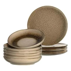 Leonardo MATERA Geschirr Set Gemischt Anthrazit Beige 6-teilig -Besteckladen 29a621a1 fd6c 43ed 9b38 0a2778680c69