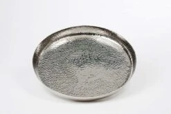 Tablett Rund, Gehämmert, Mittel Höhe 4,0 Cm Ø 46,0 Cm Aluminium Vernickelt