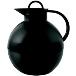 Alfi Isolierkanne Kugel, Kanne, Kaffeekanne, Drehverschluss, Pflegeleichter Kunststoff, Gefrostet, Schwarz, 0.94 Liter, 115020094