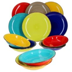 12tlg Tellerset Uni Duo Malaga Gelb & Blau Für 4 Personen -Besteckladen 2b6fc689 3a50 4acc 9401 1657c42b5b4b