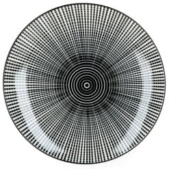 6er Set Speiseteller Taipei Weiß Mit Schwarzen Linien