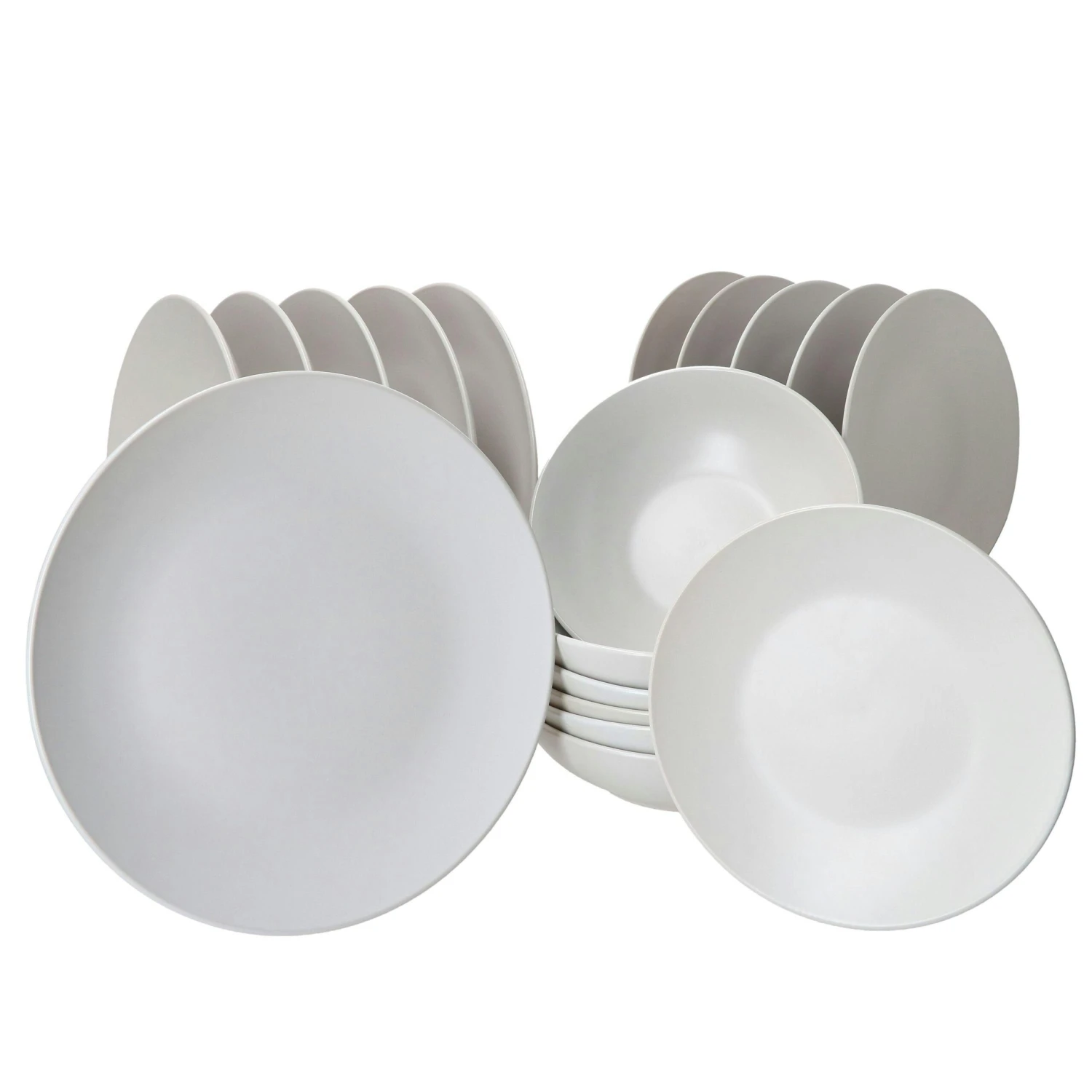 18tlg. Tellerset Toledo Weiß Opalglas Für 6 Personen 3 18tlg. Tellerset Toledo Weiß Opalglas Für 6 Personen – Bild 3