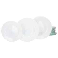 18tlg. Tellerset Toledo Weiß Opalglas Für 6 Personen