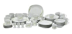 Kombiservice Palazzo 62tlg. - Weißes Porzellan Mit Kreise- Dekor In Grau Und Dunkelrot - Für 6 Personen -Besteckladen 486a9ead 797c 40b1 8bfd 60270cde8ef0