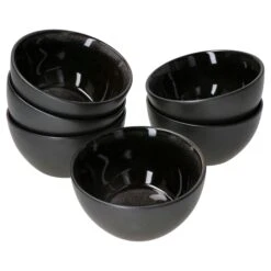 6er Set Pudding-Schale Reactive Glaze Grey Black 6cm - 24321862