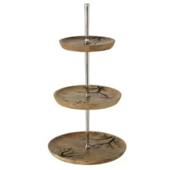 Etagere 3-stöckig, Glatt Poliert Gesamt-H 36,0cm, Teller-D 18,0cm, 21,0cm, 28,0cm Edelstahl -Besteckladen 5263db97 0b77 4e36 9aea 964914e0cbed 2