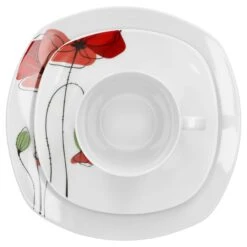 Kaffeeservice Fashion 18tlg. Leicht Eckig Porzellan Für 6 Personen Weiß Mit Liniendekor -Besteckladen 55542f80 7919 4f07 a004 6af9ab9d6839