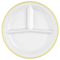 2 X Seltmann V219 IM_Platte Rund 3 Tlg. 25,5 Cm, Form: Vitalis, Dekor: 34928 Gelbes Band