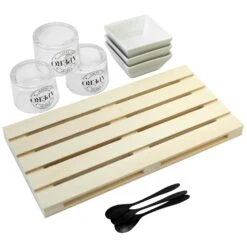 10tlg. Vorspeisen-Set Mit Holztablett, Glasbecher, Keramikschalen Und Löffel -Besteckladen 57669779 367a 41fa 853e aa4f65602e50