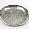 Tablett Rund, Verziert, Groß Höhe 5,0 Cm Durchmesser 55,0 Cm Gewicht 1,10 KG Aluminium Vernickelt