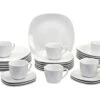 Van Well Kombiservice Atrium 30tlg. Weiß Porzellan Für 6 Personen Eckig Mit Runden Kanten