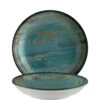 6x Pastateller Geschirr Tief 28cm, 170cl, Türkis Braun Blau Rund Porzellan Bonna Madera Mint Bloom