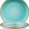 6x Pastateller Geschirr Tief 20cm 50cl Türkis Creme Rund Porzellan Bonna Aura Aqua Gourmet Kantenschutz