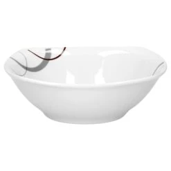 Frühstücksset Palazzo 18tlg. - 6 Teller, 6 Müslischalen Und 6 Becher Aus Weißem Porzellan Mit Dekor-Kreisen In Grau Und Dunkelrot - Für 6 Personen -Besteckladen 63f1a420 0454 4f1c 926a 3751e3a8b9a7