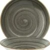 6x Pastateller Geschirr Tief 20cm 50cl Anthrazitgrau Creme Rund Porzellan Bonna Aura Space Gourmet Kantenschutz