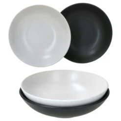 4er Set Suppenteller Nero Bianco Weiß & Schwarz