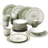 24tlg. Kombiservice Pur Für 6 Personen Porzellan Rund Grün / Grau