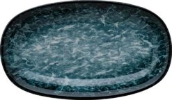 6x Servierplatten Speiseteller Porzellan Geschirr Oval Blau Weiß Schwarz Bonna Sepia Gourmet 34x19cm Kantenschutz