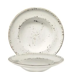 6x Pastateller Geschirr Tief 27cm 45cl Creme Weiß Braun Rund Porzellan Bonna Grain Gourmet Kantenschutz Vintage Retro