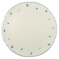 1 X Seltmann Tortenplatte 30 Cm, Form: Marieluise, Glasur: Elfenbein, Dekor: 30308 Streublume