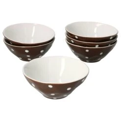 7tlg Set 6x Müslischale + Salatschüsel 24cm Braun Weiß Gepunktet 8 7tlg Set 6x Müslischale + Salatschüsel 24cm Braun Weiß Gepunktet -Besteckladen 896c985e 4a07 4032 96c6 24d6e014d187