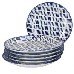 6er Set Dessert- Kuchenteller Jail Blau Weiß - 89986