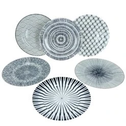 6er Set Speiseteller Seoul Blau & Weiß Für 6 Personen