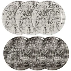 6er Set Pizzateller Napoli Black & White 33cm - 04018#Z70 + 04018#Z69
