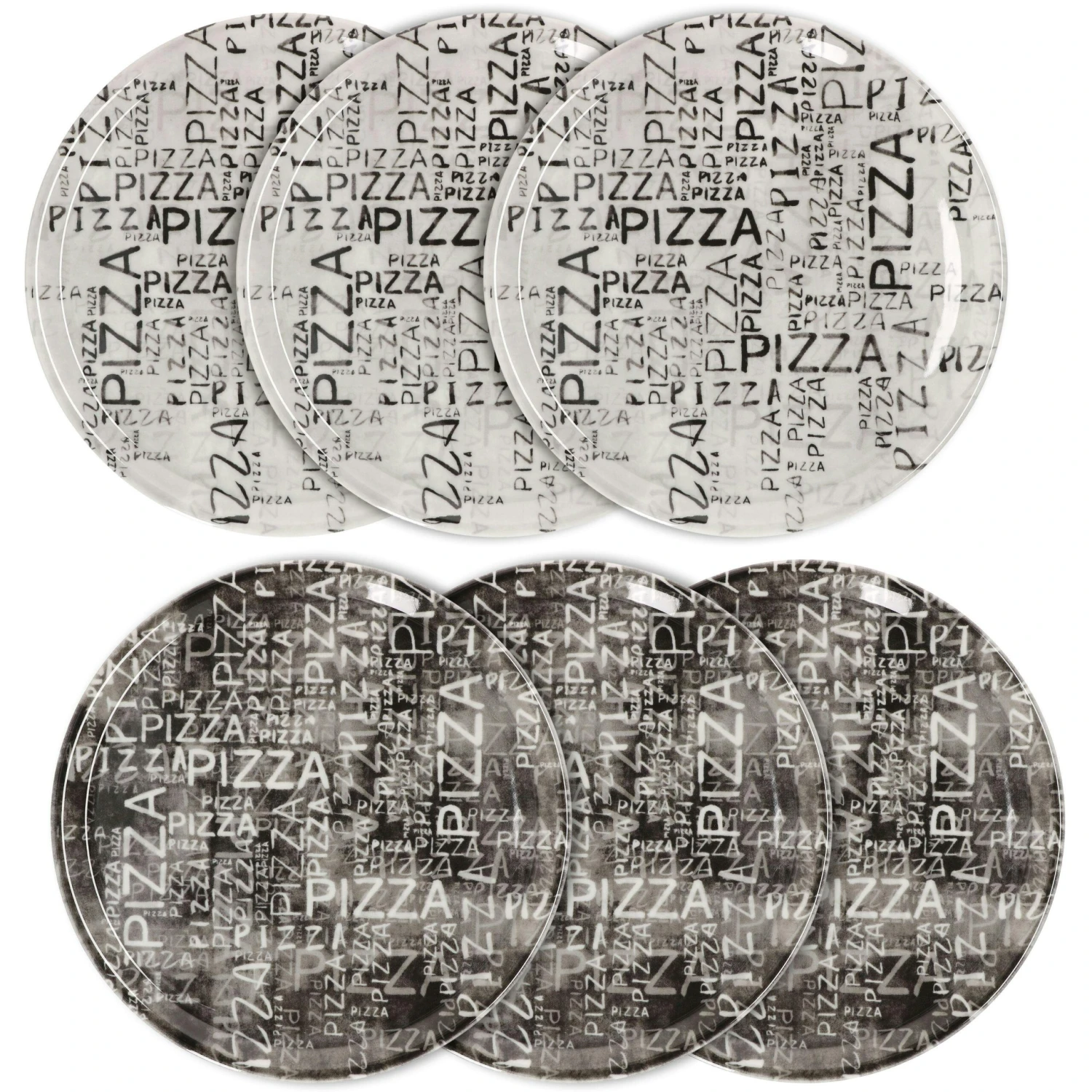6er Set Pizzateller Napoli Black & White 33cm - 04018#Z70 + 04018#Z69 1 6er Set Pizzateller Napoli Black & White 33cm - 04018#Z70 + 04018#Z69