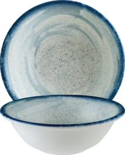 6x Salat-/ Desserschalen Müsli Snack Eisschälchen Rund Porzellan Geschirr Weiß Blau Bonna Harena Gourmet Schale 16cm 40cl