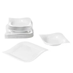 Tafelservice Harmony 12tlg. Eckig Porzellan Für 6 Personen Weiß Geschwungene Kanten -Besteckladen a0326833 6a02 4f48 adf3 77df4e2c1af8