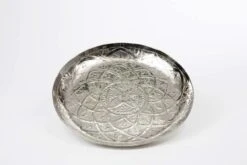 Tablett Rund, Verziert, Mittel Höhe 4,0 Cm Ø 45,0 Cm Aluminium Vernickelt