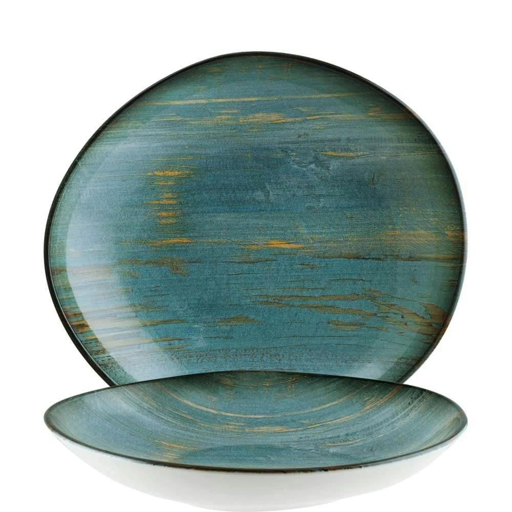 6x Pastateller Geschirr Tief 28cm, 170cl, Türkis Braun Blau Rund Porzellan Bonna Madera Mint Bloom 3 6x Pastateller Geschirr Tief 28cm, 170cl, Türkis Braun Blau Rund Porzellan Bonna Madera Mint Bloom – Bild 3