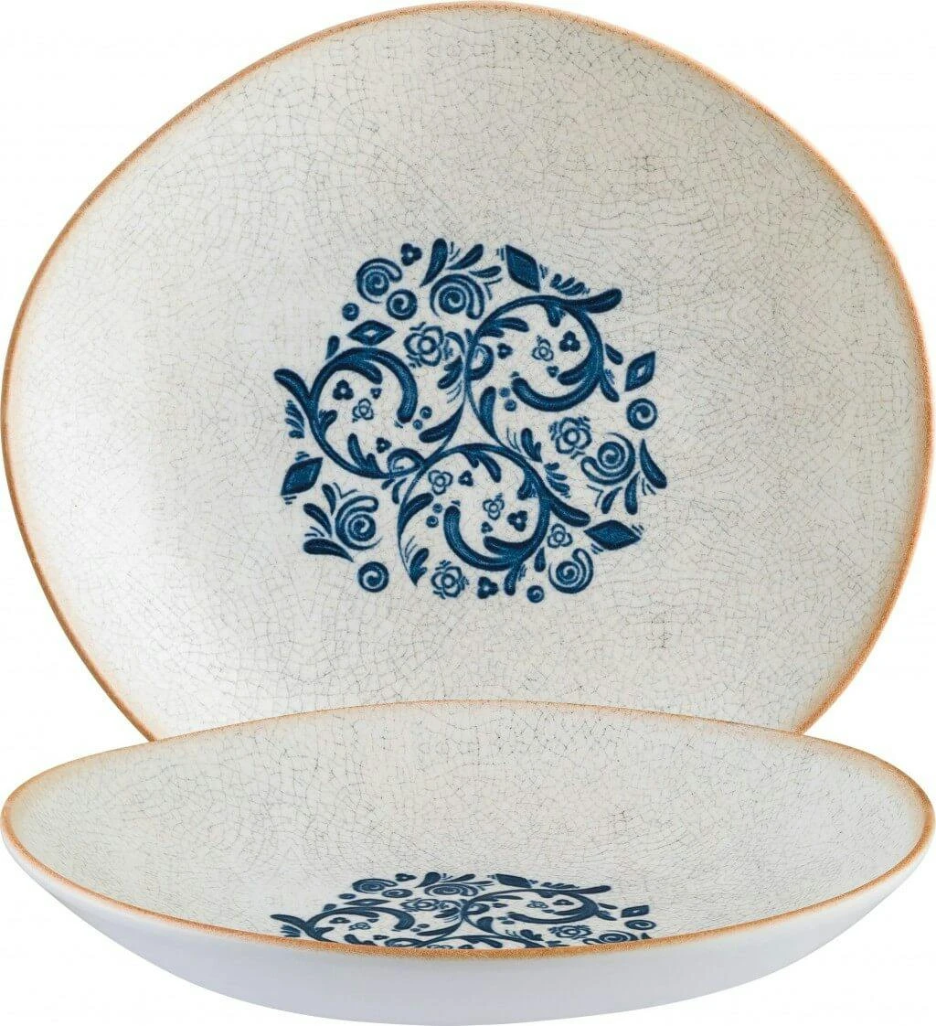 6x Pastateller Geschirr Tief 28cm 160cl Weiß Blau Braun Rund Porzellan Bonna Viento Hygge Mediterran 2 6x Pastateller Geschirr Tief 28cm 160cl Weiß Blau Braun Rund Porzellan Bonna Viento Hygge Mediterran – Bild 2