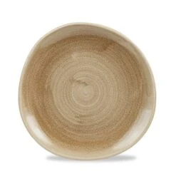 12 X Teller Flach Organic 21cm STONECAST PATINA Antique Taupe