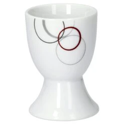 Kombiservice Palazzo 62tlg. - Weißes Porzellan Mit Kreise- Dekor In Grau Und Dunkelrot - Für 6 Personen -Besteckladen bb7298e5 15b0 40a0 a07e 97406b38cae2