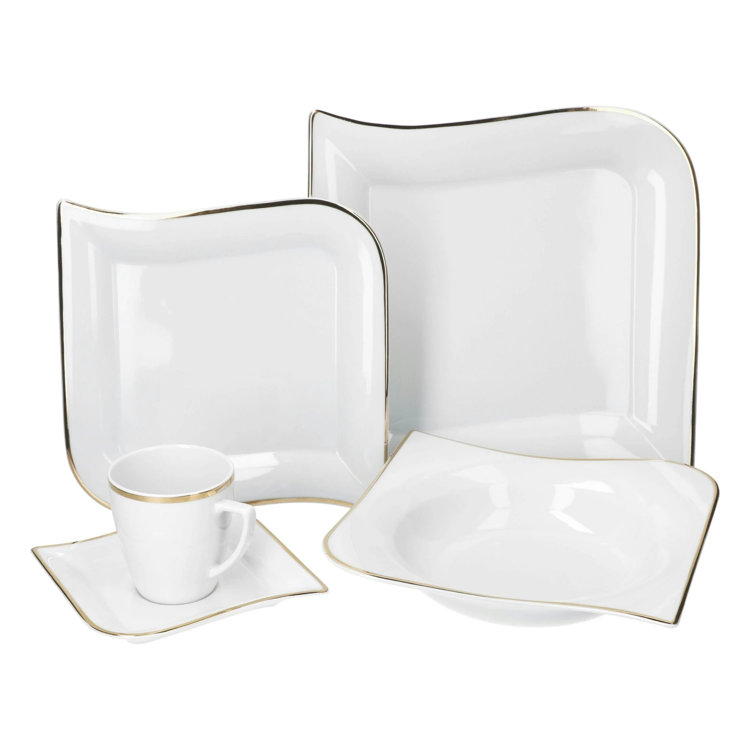 Van Well Kombiservice Atrium 30tlg. Weiß Porzellan Für 6 Personen Eckig Mit Runden Kanten 4 Van Well Kombiservice Atrium 30tlg. Weiß Porzellan Für 6 Personen Eckig Mit Runden Kanten – Bild 4