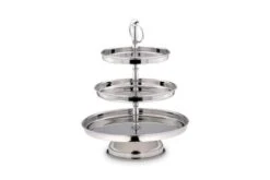 Etagere 3-stöckig, Glatt Poliert Gesamt-H 36,0cm, Teller-D 18,0cm, 21,0cm, 28,0cm Edelstahl