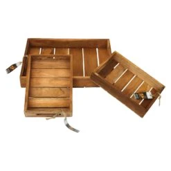 3 Teiliges Serviertablett Set 39x29x5cm - Teakholz