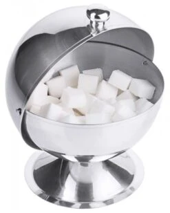 2x Zuckerkugeldose Aus Edelstahl 18/10 Hochglänzend, Scharnierdeckel