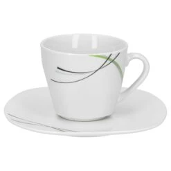 6er Set Kaffeetasse 20cl Und Kaffeeuntertasse 14,5cm Palazzo - Aus Weißem Porzellan Mit Dekor-Kreisen In Grau Und Dunkelrot -Besteckladen cdf69a1a 5ab6 4fc2 8b3f bb8e179b704c